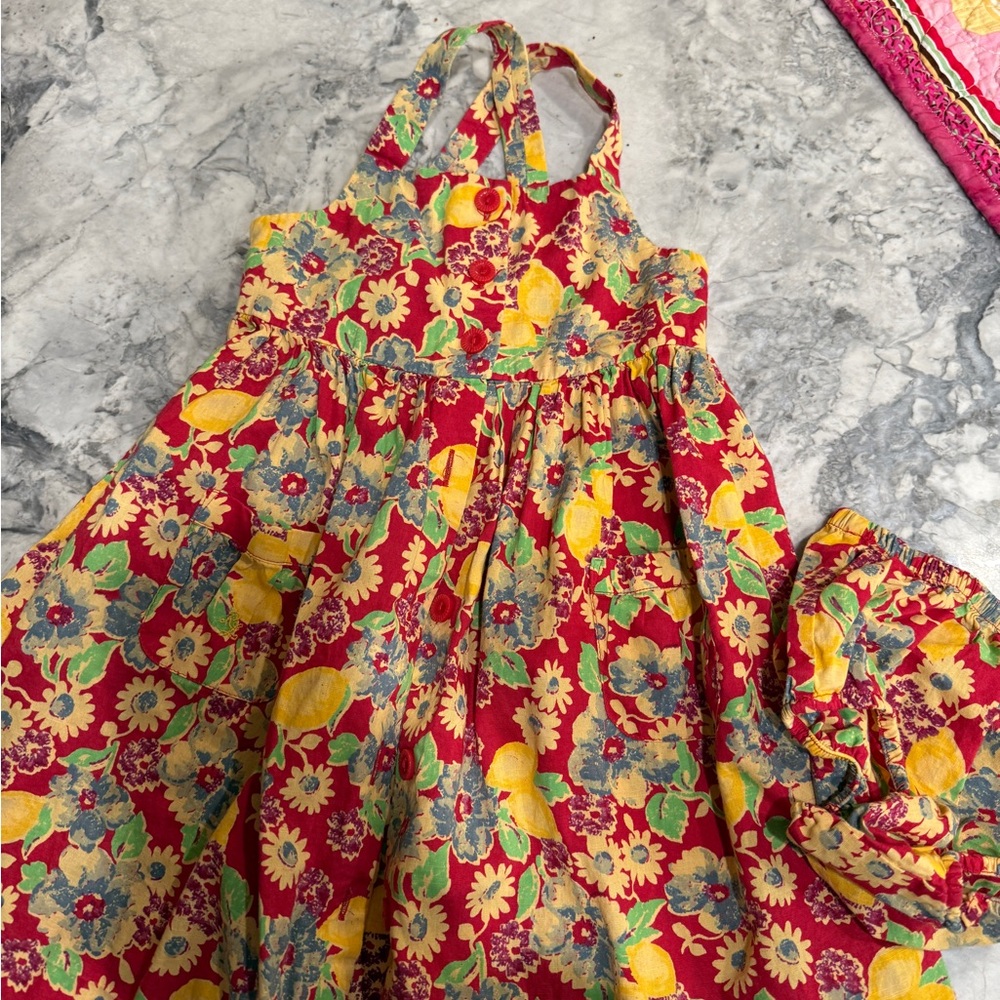 Ralph Lauren Red and Yellow Floral Dress